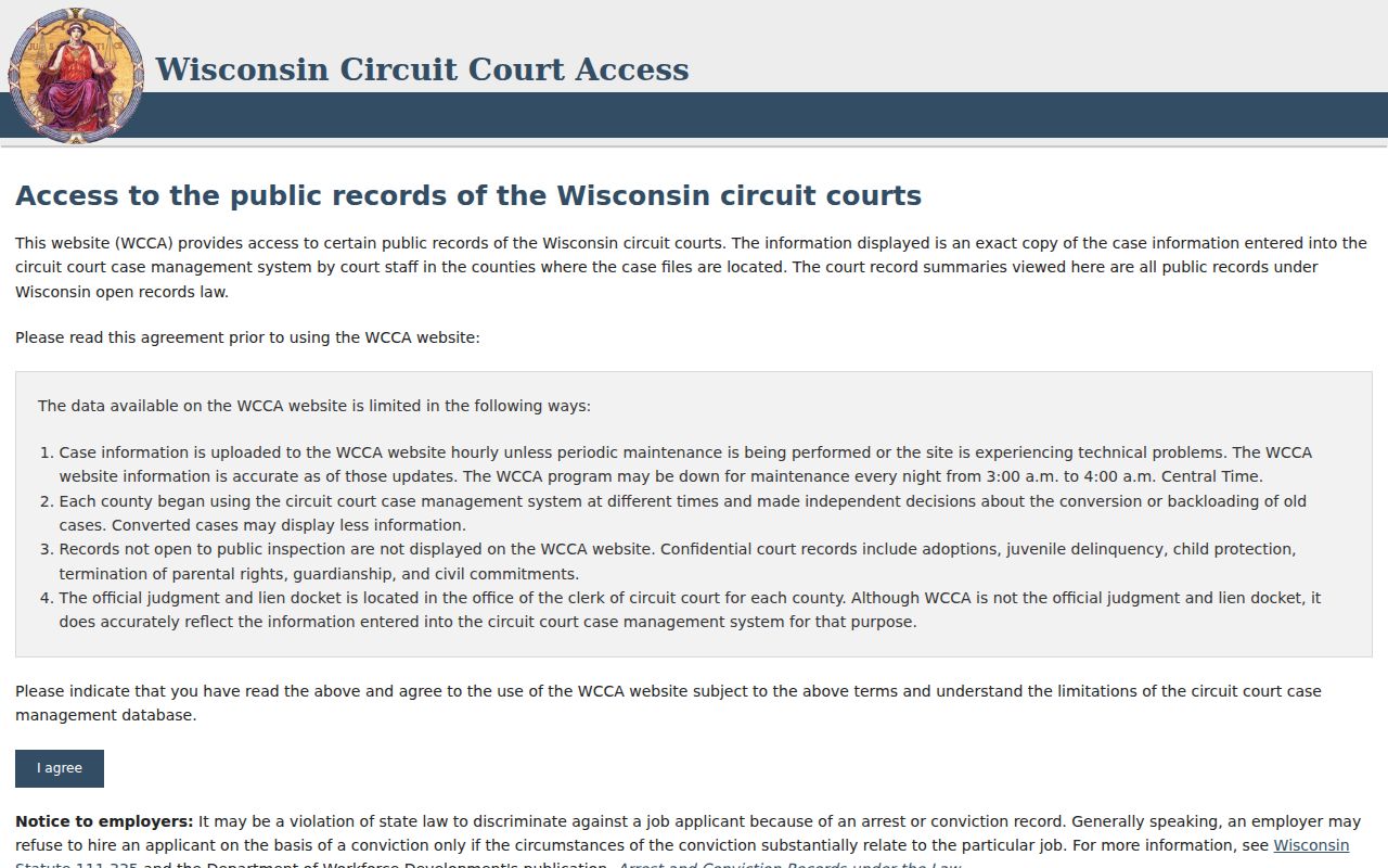 WCCA public case search for Marquette County civil dockets