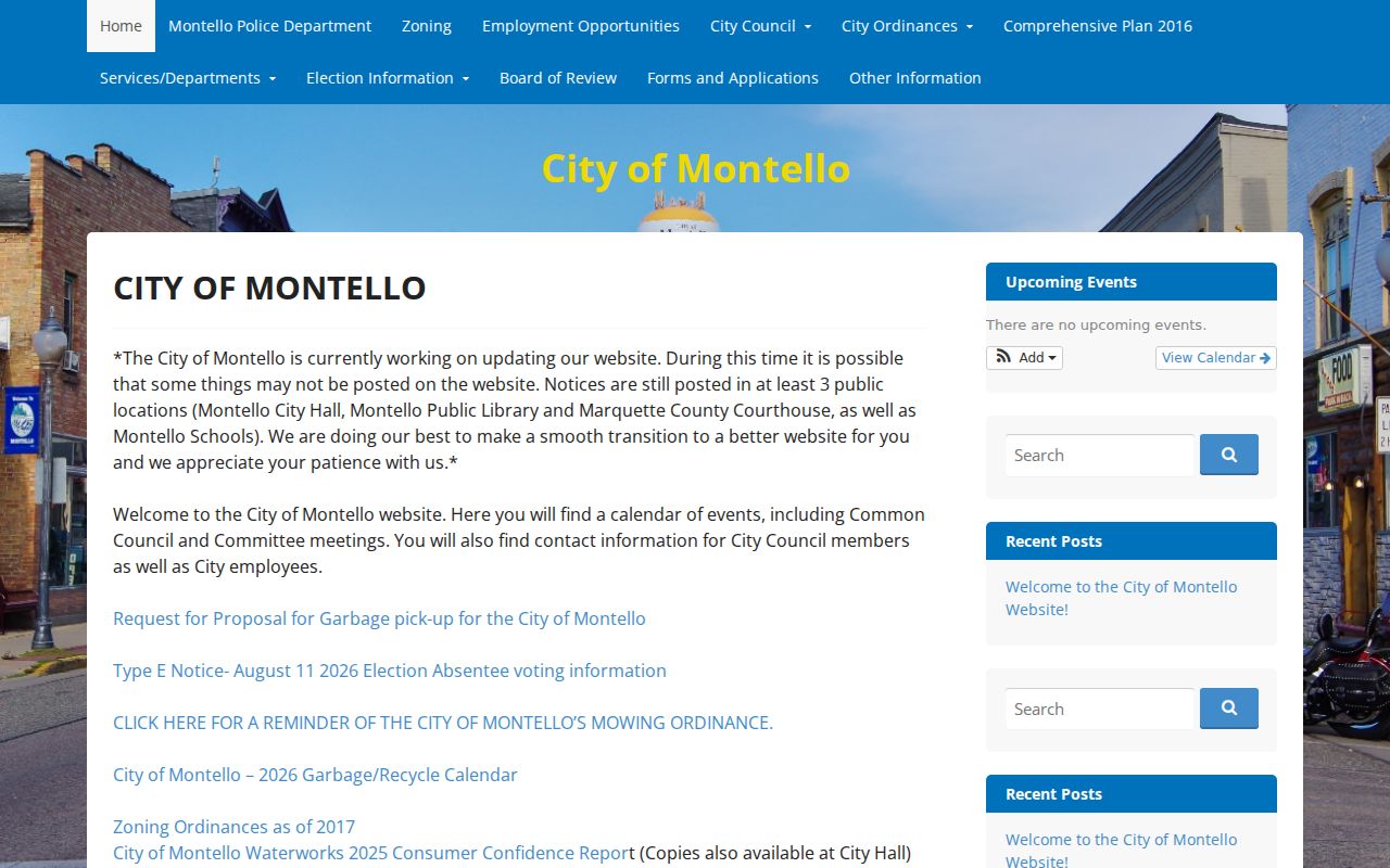 Montello court docket city government information page